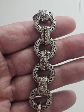 BJC Samuel Benham 18k Gold Sterling Chunky Toggle Bracelet Chunky Filigree Link